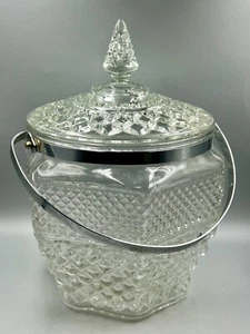 VTG 1960's Anchor Hocking Wexford Crystal Ice Bucket w-Lid & Handle - Excellent! - Picture 1 of 8