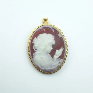 CIONDOLO SPILLA ARGENTO 925% CON CAMMEO CAMEO, DONNA RODIATO IN ORO GIALLO 18KT - Foto 1 di 7