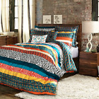 Boho Striped Colorful Pattern Bohemian Style Reversible 5 Piece Comforter Beddin