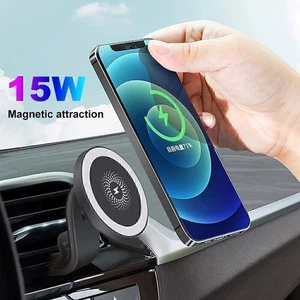 Cargador inalámbrico magnético de montaje en coche de 15 W para iPhone 13 12 Pro Max Mini Mag Safe - Imagen 1 de 12