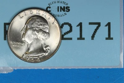 1964-D D/D BU 25C WASHINGTON PLATA CUARTO DE DÓLAR MONEDA TIPO EE. UU. TEMPRANA CRUDA-2171 Foto 1 de 2