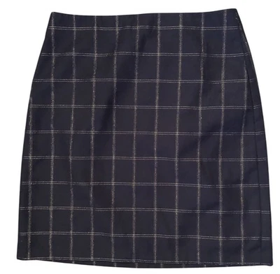 NUEVA Falda Banana Republic 4 Azul Marino Dorado Metálico Rayas Forrada Recta Nueva con Etiquetas Foto 1 de 3