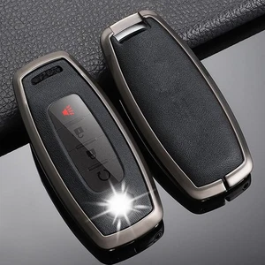 Metal Leather Car Key Fob Case Cover For Nissan Sentra Rogue X-Trail 2023-2025 - Picture 1 of 7