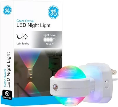 GE Color-Changing Swivel LED Night Light, Plug-in, Dusk to Dawn Sensor, Rotating - Image 1 of 4