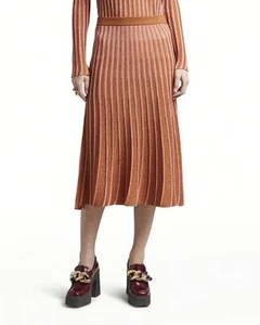 Stella McCartney Midirock kupferfarben und rosa Plissee Strick IT 42 US 6 neu ohne Etikett - Bild 1 von 5
