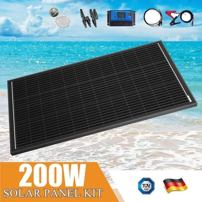 200 Watt 12V Solarpanel Set 30A Laderegler Montagewinkel Solaranlage Inselanlage - Bild 1 von 4