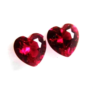Natural Mozambique Red Ruby 10 Ct Heart Cut Certified Loose Gemstone 2 Pcs Lot - Picture 1 of 4