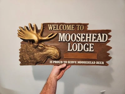 Letrero de cerveza Moosehead vintage bienvenida canadiense Moosehead Lodge personalizable en 3D Foto 1 de 4