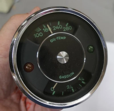 Porsche 356 356A 356B 356C VDO Oil Temp / Fuel Level Combo Gauge Dated 1/57 - Image 1 of 4