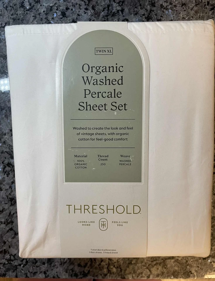 Threshold Organic Washed Percale Sheet Set Twin XL 100%O - Image 1 of 1
