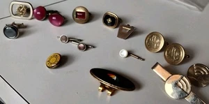 Vintage Mens Jewelry Lot Cufflinks Money Clip Tie Clip Cuff Buttons Swank - Picture 1 of 14