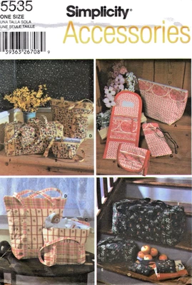 Quilted Bags, Change Purse, Eyeglasses Case Simplicity Sewing Pattern 5535 - Image 1 of 2