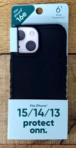 onn. Funda protectora de gel para teléfono iPhone 16e / iPhone 15 / iPhone 14 / 13 - NEGRA - Imagen 1 de 12