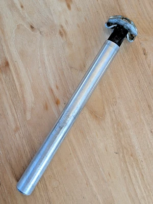 Tija de sillín MTB vintage 26,8 mm negro plata poste aleación 270 mm Foto 1 de 4