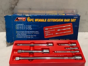 6PC Drive Car Wobble Socket Extension Bar 1/4" 3/8" 1/2" Auto Shop Hand Tool Set - Bild 1 von 1