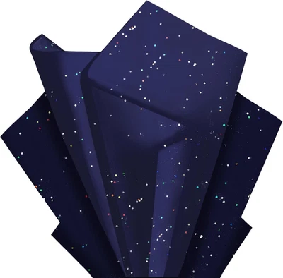 Blue Glitter Tissue Paper for Gift Bags 36 Sheets 14X20 Inch - Recyclable Wrappi - Image 1 of 4