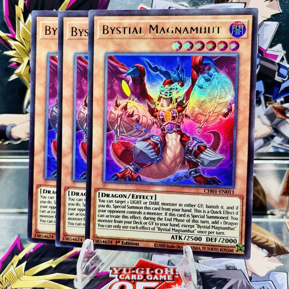 3x Yugioh Playset Bystial Magnamhut CH01-EN011 Ultra Rare 1st Ed Near Mint - Image 1 of 1