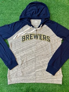 Milwaukee Brewers Full Zip Hoodie Lightweight Small Gray Blue NWOT Women’s - Picture 1 of 6