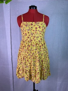 Old Navy Floral Yellow Sundress Size Medium Spaghetti Straps Swing Dress C770 - Picture 1 of 12