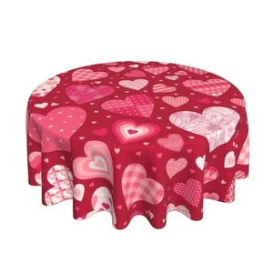 Valentine's Day Tablecloth 70x70 Inch Round, Red Love Hearts Valentine Table ... - Picture 1 of 5