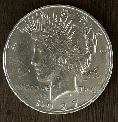 1927 D Peace Silver Dollar KEY Date AU++ - 24381 - Image 1 of 2