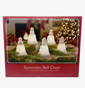 Punze Schneemänner Glockenchor synchronisiert Musik Lichter Porzellan Figuren - Bild 1 von 14