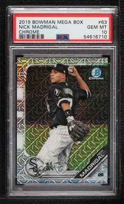 2019 Bowman Chrome Prospects Mega Box Mojo Refractor Nick Madrigal PSA 10 GEM MT - Image 1 of 2