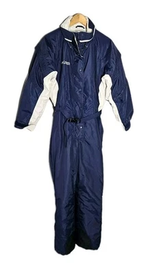 Traje de esquí vintage años 90 Columbia azul marino/blanco traje de nieve aislado talla mediana Foto 1 de 4