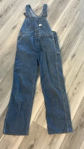 Vintage Latzhose Herren 70er JC Penny Big Mac Square Bak blau Denim Button Fly 36x33 - Bild 1 von 10