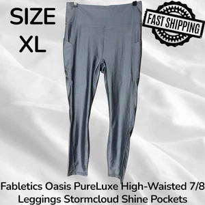Leggings Fabletics Oasis PureLuxe cintura alta 7/8 XL Stormcloud bolsillos brillantes - Imagen 1 de 6