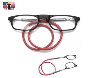 Man Women Presbyopia Magnifying Reading Eye Glasses Neck Hangs 3.50 Black Red - Picture 1 of 8