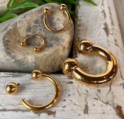 Zapato de caballo herradura barra circular titanio sólido PVD sobre sólido G23 1 pieza Foto 1 de 4