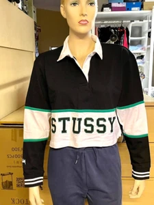 STUSSY Crop Top JERSEY Sweatshirt Size 10 - Picture 1 of 3