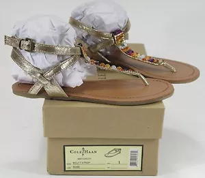 Cole Haan Mädchen MILLY T-RIEMEN Rose/Gold Sandale US 1 - Bild 1 von 3