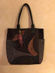 Anthropologie Leather Metallic Tote Embroidered $168 Retail new - Picture 1 of 6