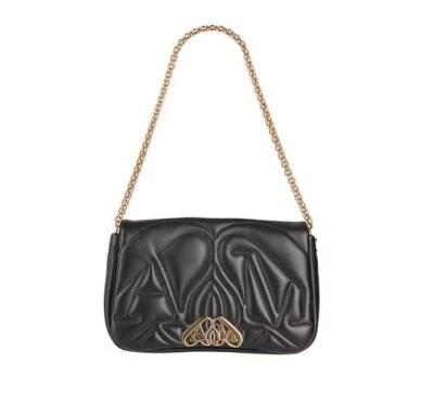 Bolso de hombro pequeño acolchado Alexander McQueen The Seal en negro/dorado Foto 1 de 3