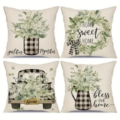 Buffalo plaid Set of 4, Decor, Farmhouse, Pillow Covers ONLY, 18"X18". Foto 1 de 3