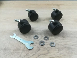 Möbelrollen 40 mm, 4 Stück, Gewinde M8, Lenkrollen, Doppelrollen - NEU - Bild 1 von 2