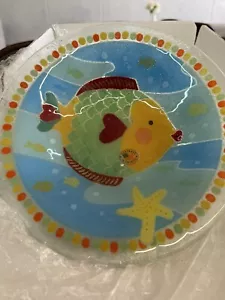 Peggy Karr Fused “Fish Frolics” Glass Tropical Fish Bowl 9" - New In Box - Picture 1 of 6