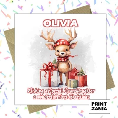 Personalizado em seu primeiro cartão de Natal filho neto filha neta GA - Imagem 1 de 4