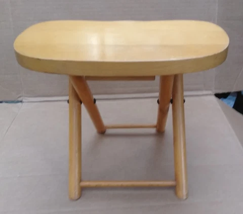 MCM Nevco Yugoslavia Wooden Foldn' Carry Mini Foot Stool or Milking or Decorate Cover
