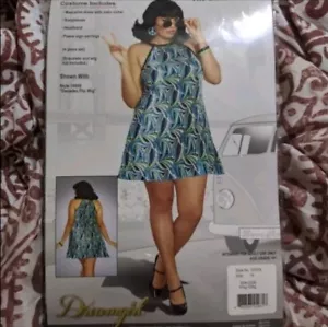 Dreamgirl The Beat Goes On Groovy Halloween Costume Cosplay Mini Halter Dress 1X - Picture 1 of 5