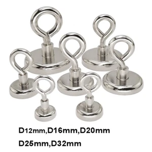 Pulling Force Round Large Fishing Magnet Super Strong Neodymium 12/16/20/25/32mm - Picture 1 of 7