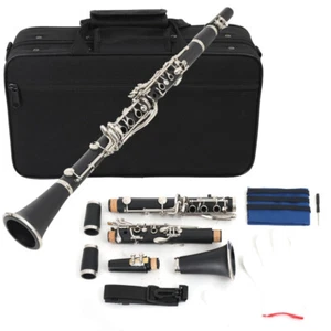 Black Clarinet Bb Key Clarinet B flat Nickel plated keys Good Tone W/case 17Keys - Picture 1 of 12