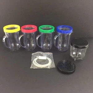 Magic Bullet Replacement Accessories 5 Cups, 4 Rings, 2 Lids, 4 Gaskets - Picture 1 of 3