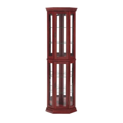 Curio Cabinet Lighted Corner Display Glass Display Shelf Shelving Bar Cabinet - Image 1 of 4