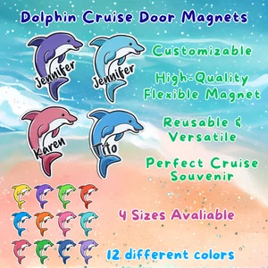 1 Dolphin Cruise Door Magnet Personalized, Royal Caribbean Carnival Refrigerator - Picture 1 of 8