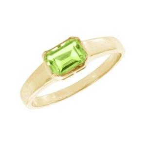 0.64 Ct Peridot Bezel Ring 10k Solid Yellow Gold - Picture 1 of 3