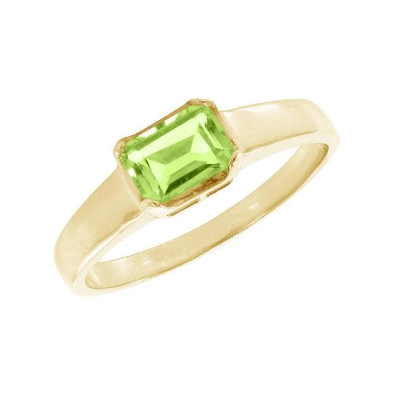 0.64 Ct Peridot Bezel Ring 10k Solid Yellow Gold - Image 1 of 3