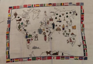 WORLD MAP COUNTED CROSS STITCH - Complete 60cm x 45cm - Picture 1 of 4